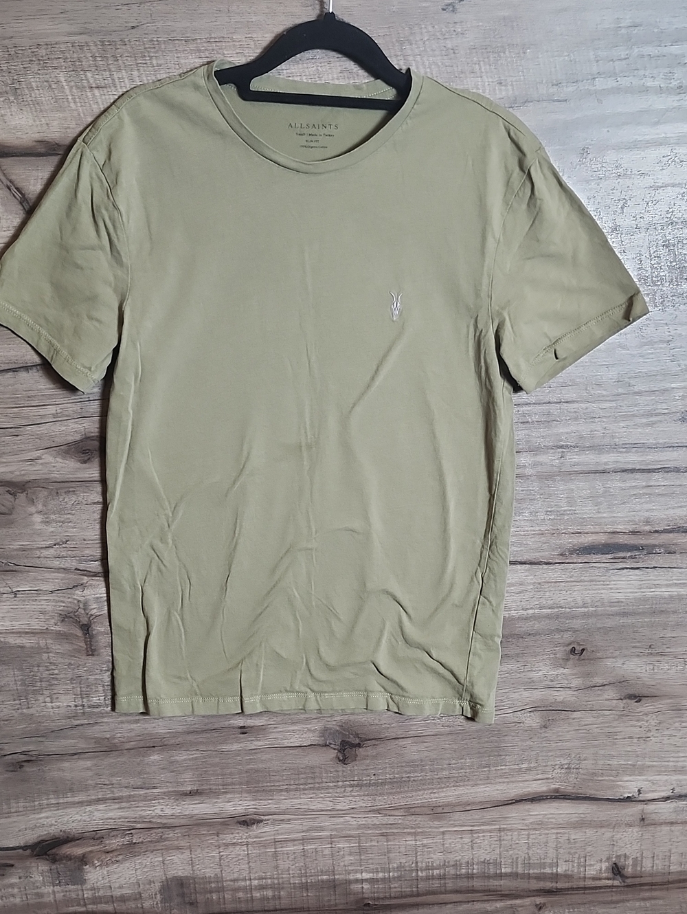 All Saints Brace Crew Neck Short Sleeve Tee In Green w/ FLAW